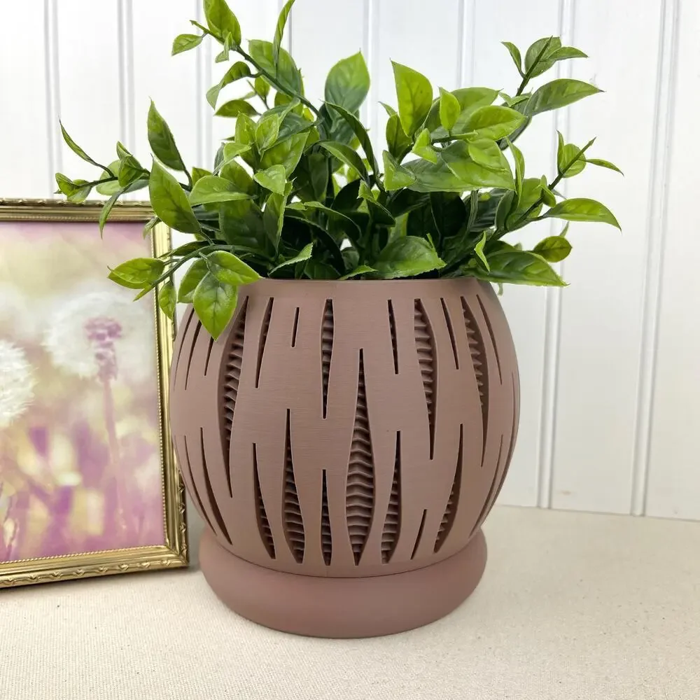 Modern Geometric Planter, Split Planter Pot, Cutout Design, Indoor Flower Pot